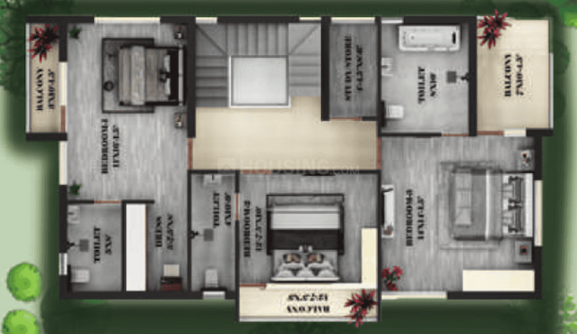 Oblong Breeze - 3 BHK Floor Plan