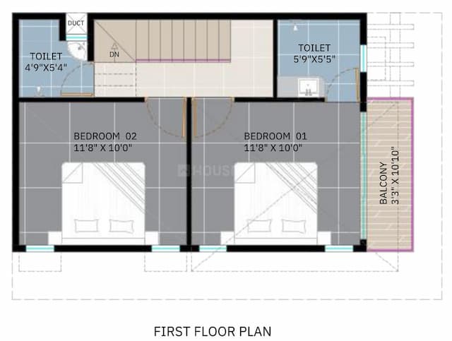 Palm Paradise - 2 BHK Floor Plan