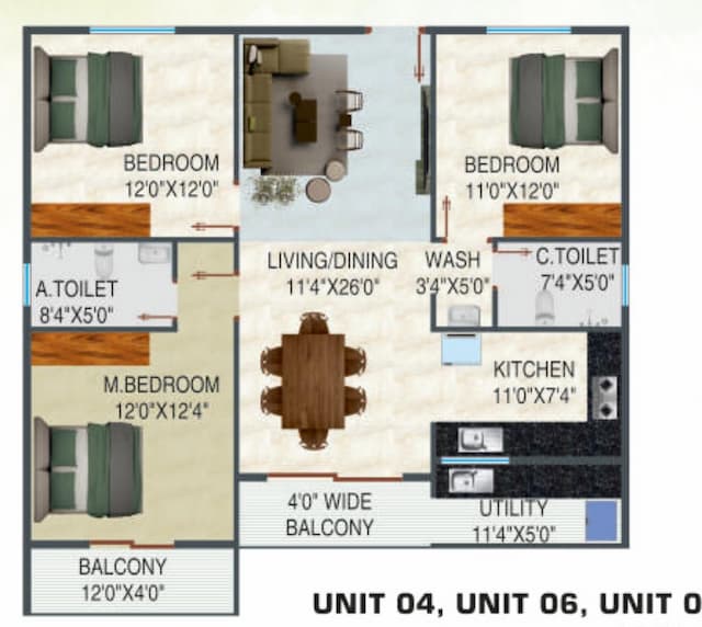 Pursuit Of Happiness - 3 BHK Floor Plan