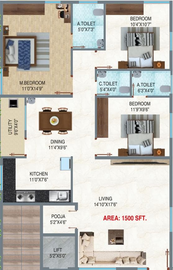 Ragved Royal View - 3 BHK Floor Plan