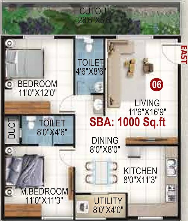 Royal Enclave - 2 BHK Floor Plan