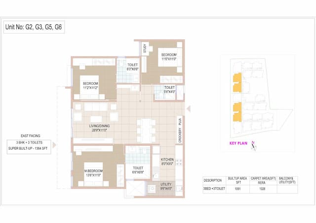 RR WishTales - 3 BHK Floor Plan
