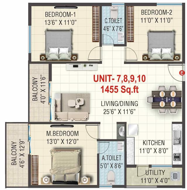 Sai Kiran Garden Square - 3 BHK Floor Plan