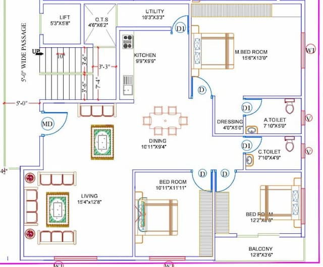 Sai Srinika - 3 BHK Floor Plan