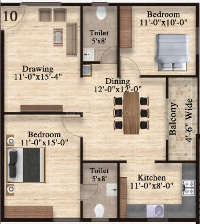 Samsiddhi Springs - 2 BHK Floor Plan