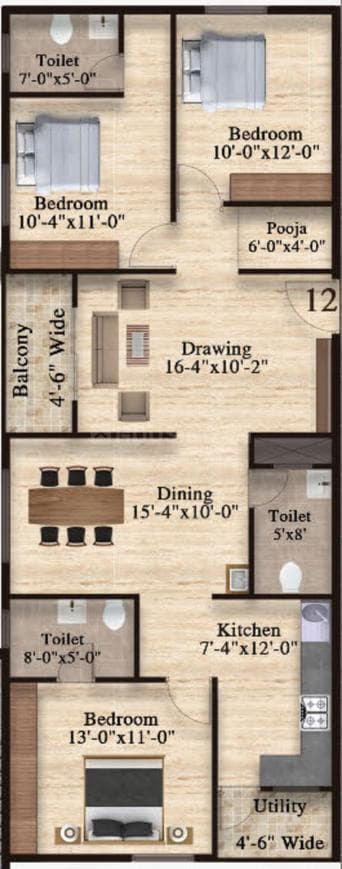 Samsiddhi Springs - 3 BHK Floor Plan