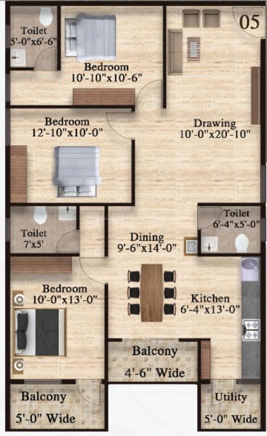 Samsiddhi Springs - 3 BHK Floor Plan
