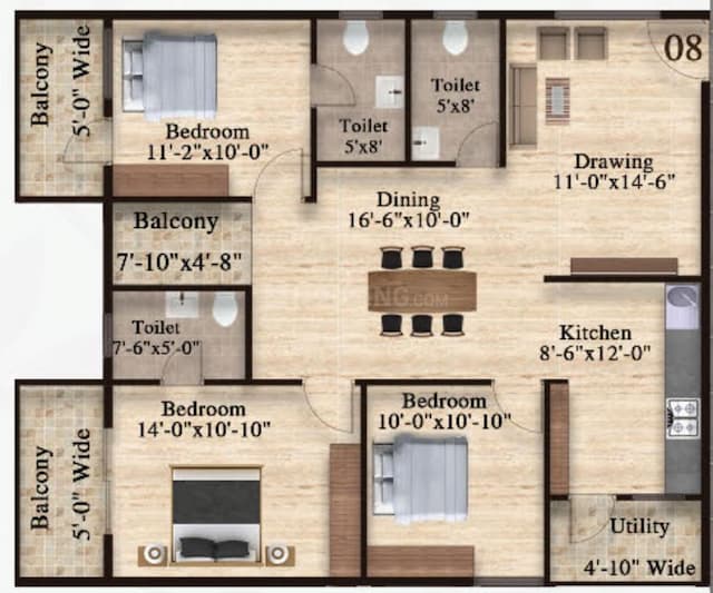 Samsiddhi Springs - 3 BHK Floor Plan