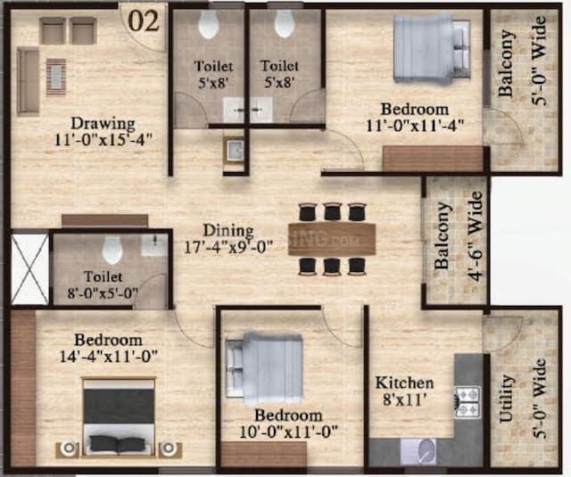 Samsiddhi Springs - 3 BHK Floor Plan