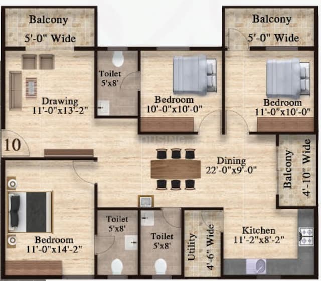 Samsiddhi Springs - 3 BHK Floor Plan