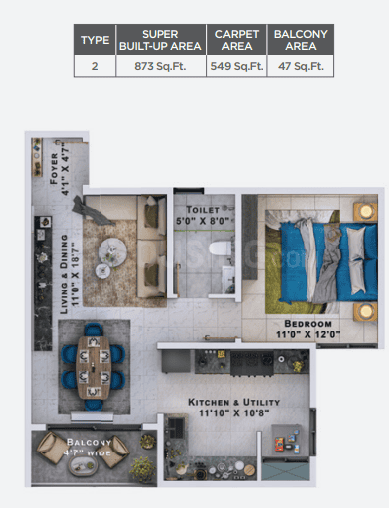 Sattva Lumina - 1 BHK Floor Plan