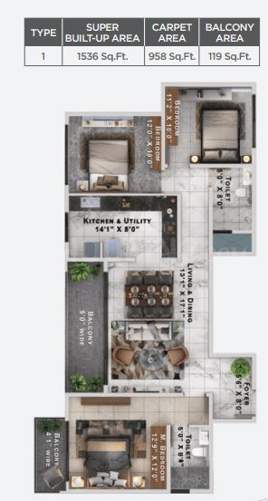 Sattva Lumina - 3 BHK Floor Plan