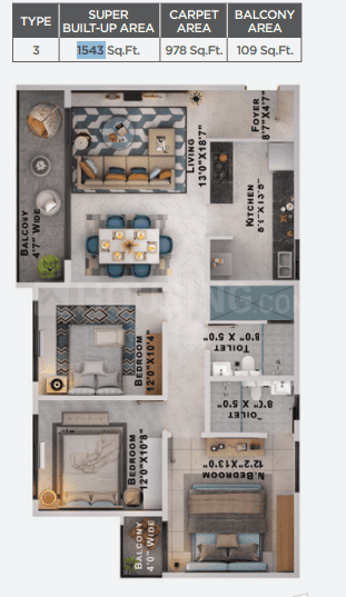 Sattva Lumina - 3 BHK Floor Plan