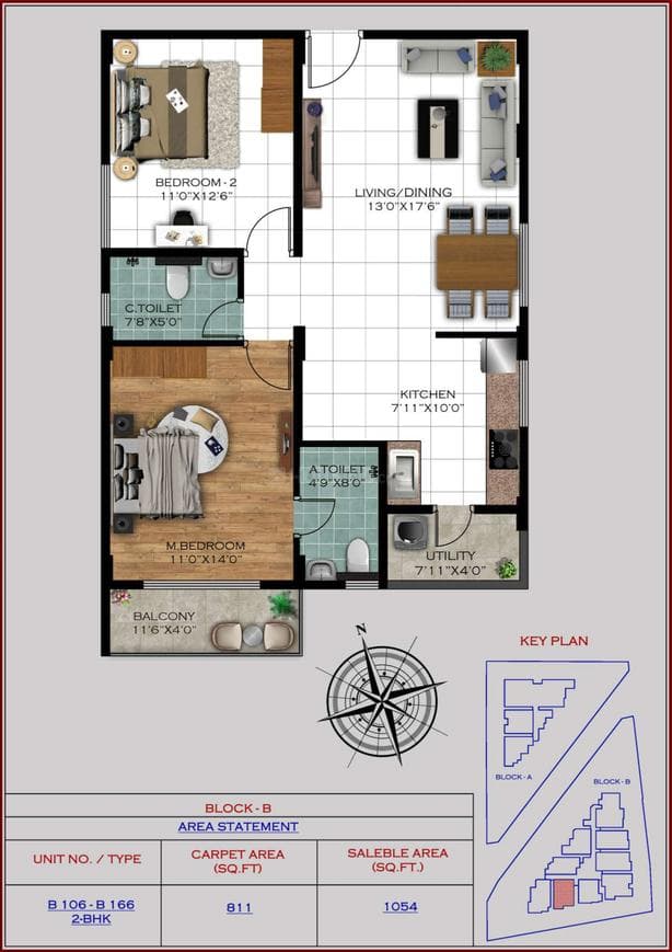 Satyam Varad - 2 BHK Floor Plan