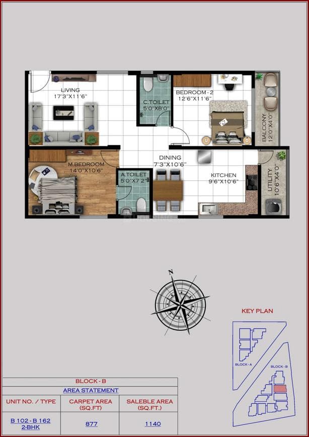 Satyam Varad - 2 BHK Floor Plan