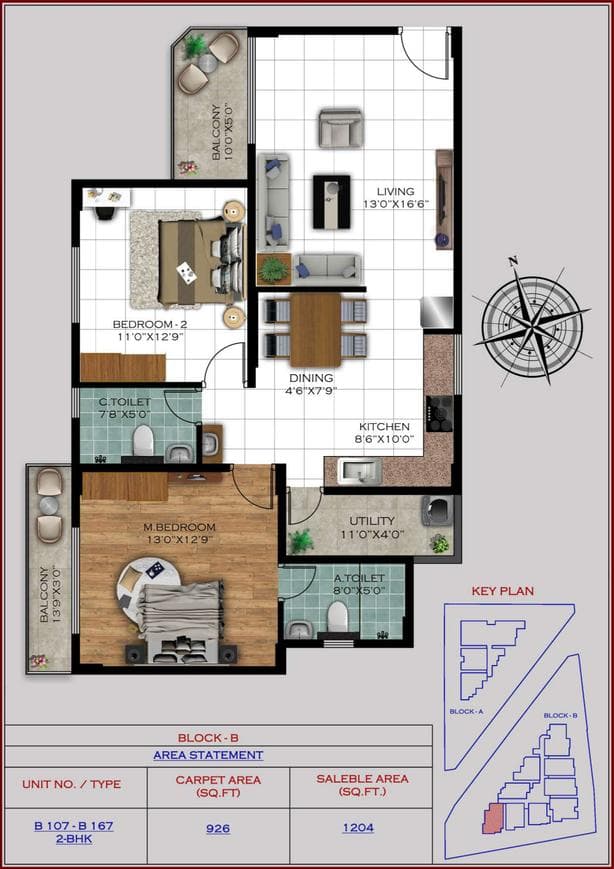 Satyam Varad - 2 BHK Floor Plan