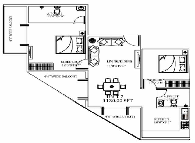 Seven Hills - 3 BHK Floor Plan