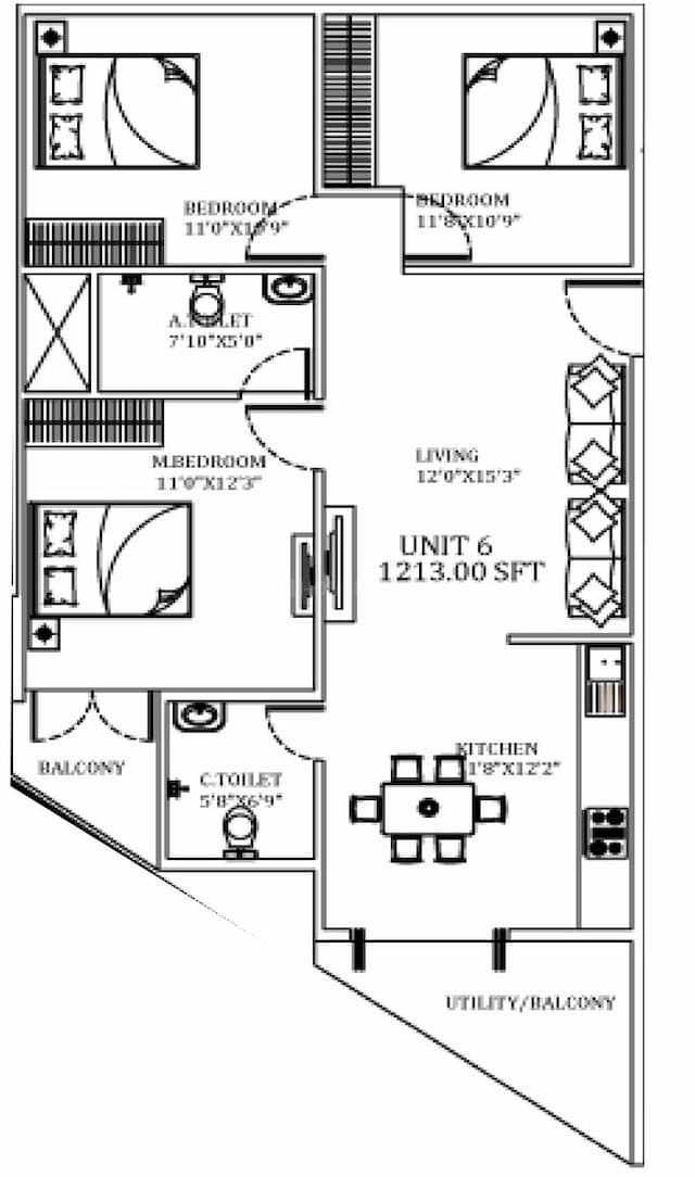Seven Hills - 3 BHK Floor Plan