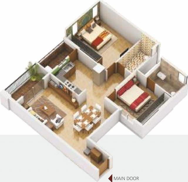 SGR G R Floret - 2 BHK Floor Plan