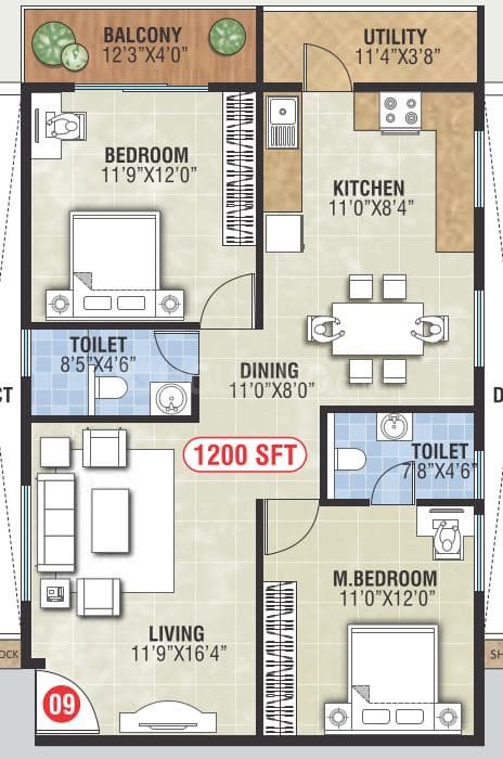 Shree Vari Sannidhi - 2 BHK Floor Plan