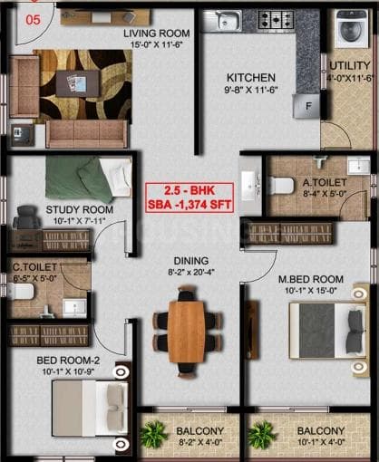SKR Aura - 3 BHK Floor Plan