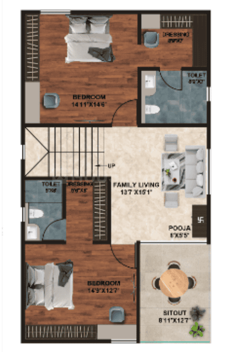 SLN Nidhi Palms - 5 BHK Floor Plan