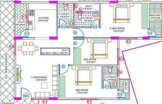 SLV Royal Grand - 3 BHK Floor Plan