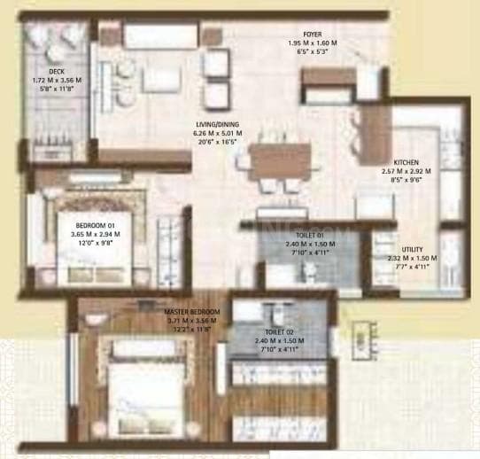 Soho By Bren - 2 BHK Floor Plan
