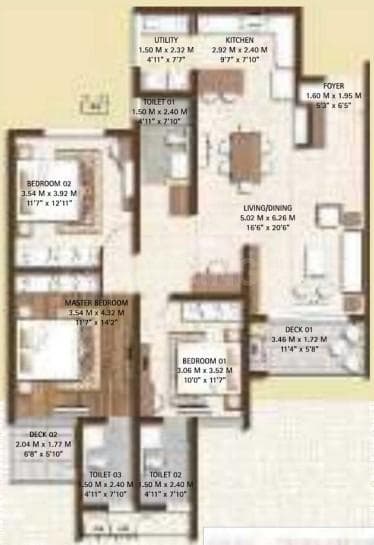 Soho By Bren - 3 BHK Floor Plan