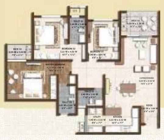 Soho By Bren - 3 BHK Floor Plan