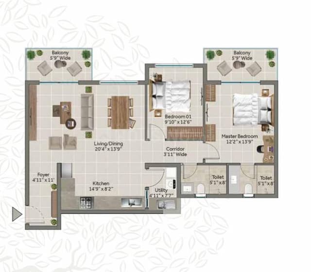 Sona Vistaas - 2.5 BHK Floor Plan