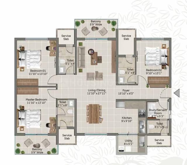 Sona Vistaas - 3.5 BHK Floor Plan