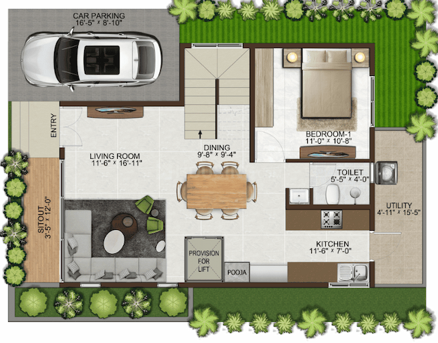 Sowparnika Life On The Green - 5 BHK Floor Plan