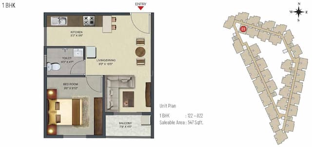 Sowparnika Pranathi - 1 BHK Floor Plan