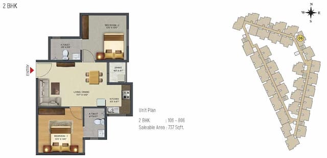 Sowparnika Pranathi - 2 BHK Floor Plan