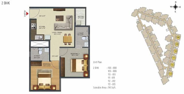 Sowparnika Pranathi - 2 BHK Floor Plan