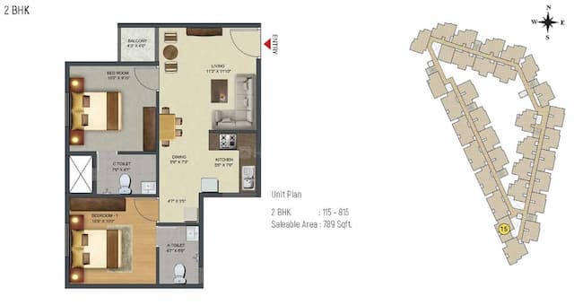 Sowparnika Pranathi - 2 BHK Floor Plan