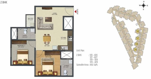 Sowparnika Pranathi - 2 BHK Floor Plan