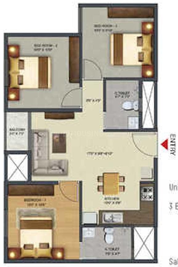 Sowparnika Pranathi - 3 BHK Floor Plan
