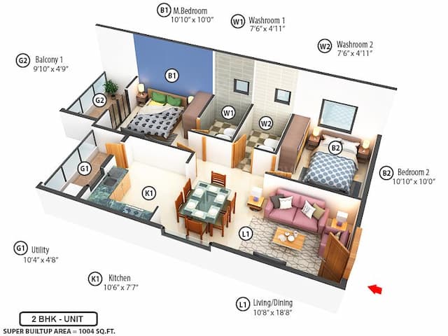 Splendid Lake Breez - 2 BHK Floor Plan