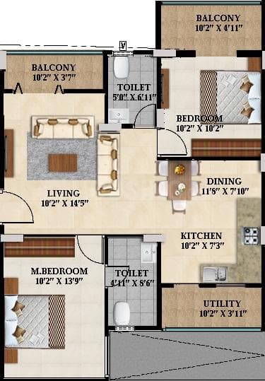 Splendid Lake Breez - 2 BHK Floor Plan