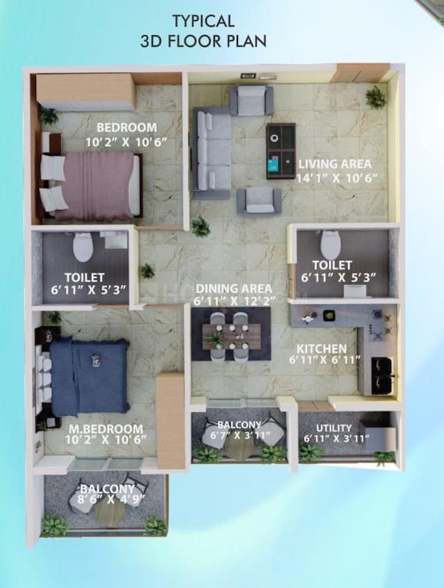 Splendid Lake Breez - 2 BHK Floor Plan