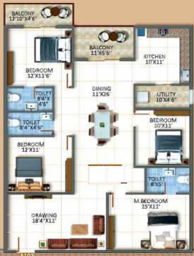 Sree Urban Orchids - 4 BHK Floor Plan