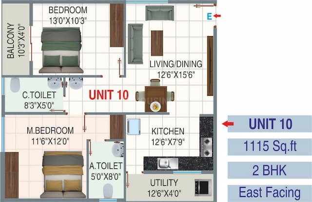 Sreenidhi E City - 2 BHK Floor Plan