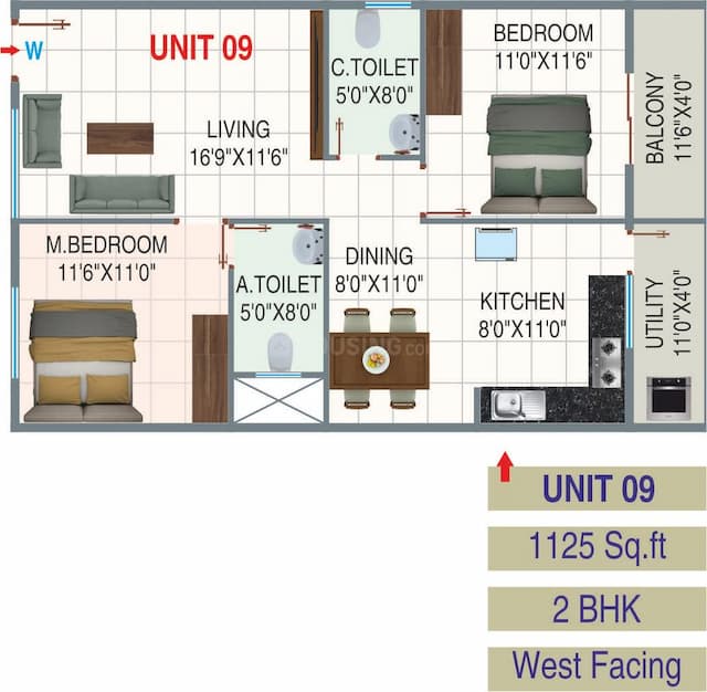 Sreenidhi E City - 2 BHK Floor Plan