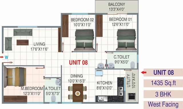 Sreenidhi E City - 3 BHK Floor Plan