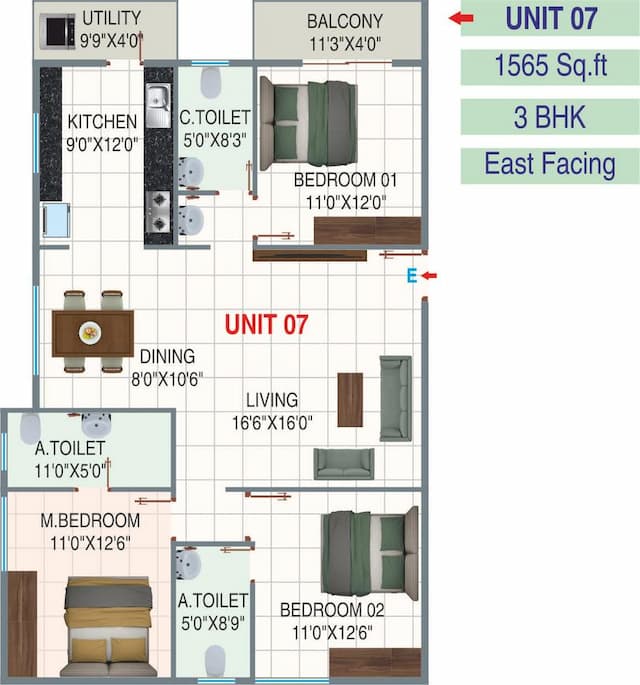 Sreenidhi E City - 3 BHK Floor Plan