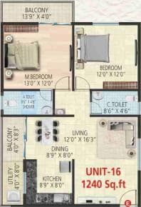 Srivara Vasudha - 2 BHK Floor Plan
