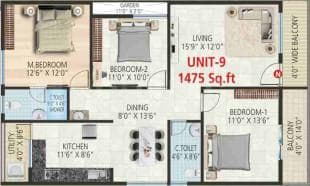 Srivara Vasudha - 3 BHK Floor Plan