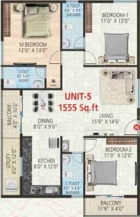 Srivara Vasudha - 3 BHK Floor Plan
